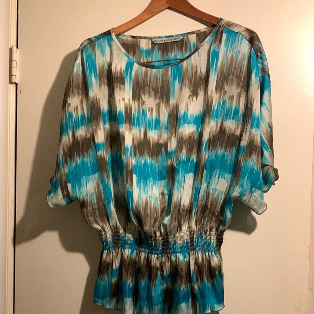 Elegant Blue and Gray‎ Blouse